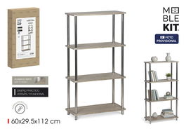 Inde Estantería Madera-Acero 4 Niveles 60.4 cm x 30.7 cm x 9.9 cm (2 Unidades)