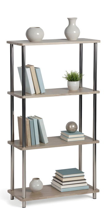 Inde Estantería Madera-Acero 4 Niveles 60.4 cm x 30.7 cm x 9.9 cm (2 Unidades)