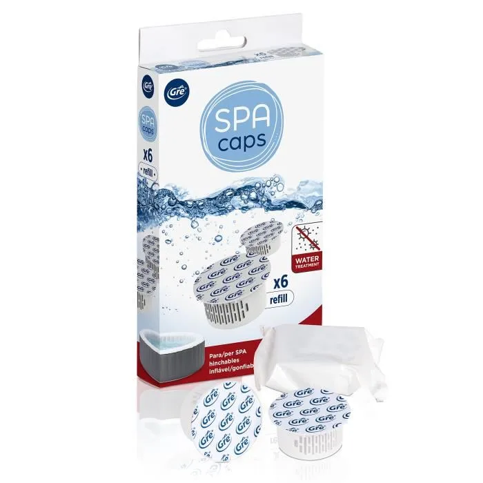 Gre Recambios SPA CAPS para desinfección de spas hinchables sin cloro, 6 cápsulas (GRE8412081307800) Gre Recambios SPA CAPS para desinfección de spas hinchables sin cloro, 6 cápsulas (GRE8412081307800)