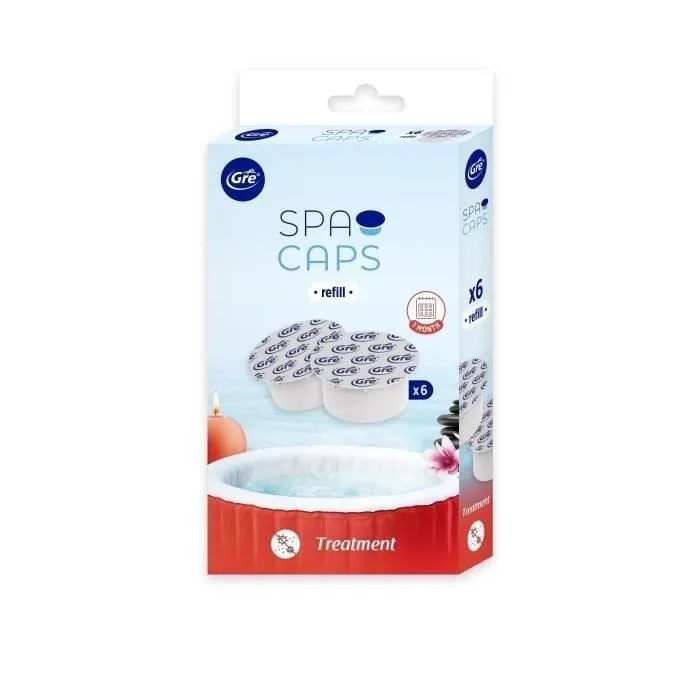 Gre Recambios SPA CAPS para desinfección de spas hinchables sin cloro, 6 cápsulas (GRE8412081307800) Gre Recambios SPA CAPS para desinfección de spas hinchables sin cloro, 6 cápsulas (GRE8412081307800)