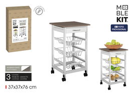 Inde Carrito Verdulero 3 Niveles con Cajón 38 cm ancho x 15 cm alto x 72 cm largo (2 Unidades)