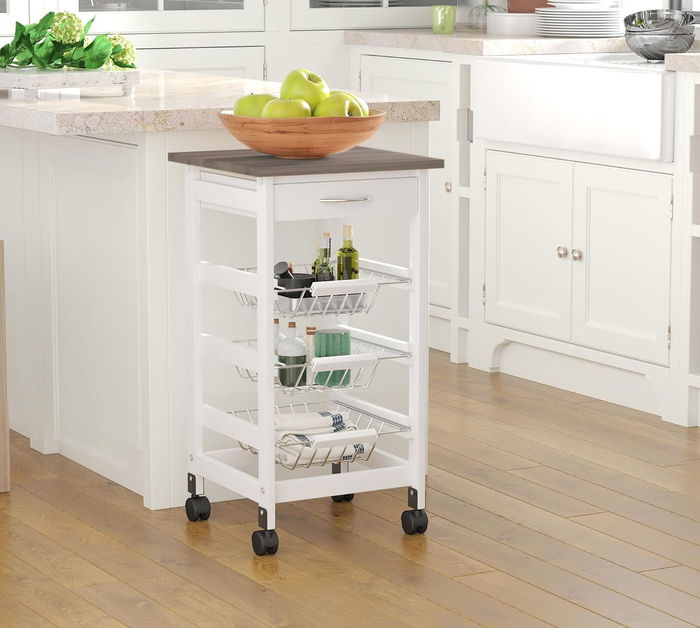 Inde Carrito Verdulero 3 Niveles con Cajón 38 cm ancho x 15 cm alto x 72 cm largo (2 Unidades)