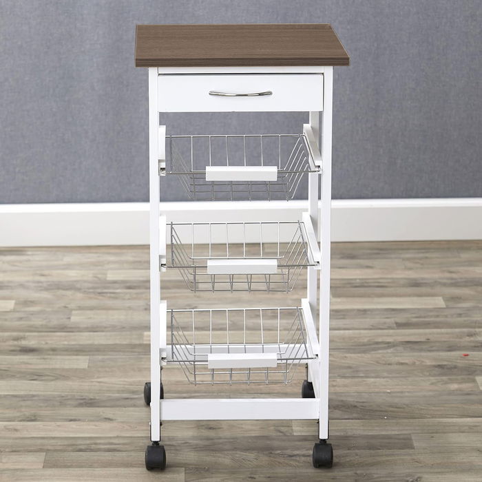 Inde Carrito Verdulero 3 Niveles con Cajón 38 cm ancho x 15 cm alto x 72 cm largo (2 Unidades)