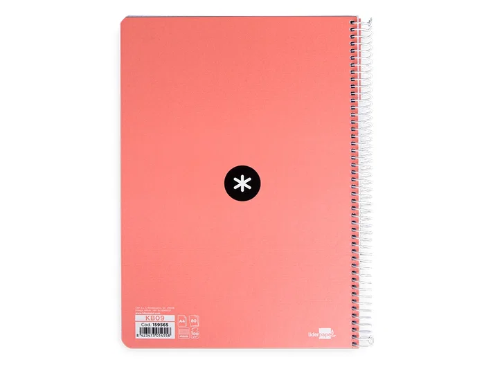 Antartik Cuaderno espiral A4 tapa dura 80 hojas 90gr cuadro 4mm margen color coral Antartik Cuaderno espiral A4 tapa dura 80 hojas 90gr cuadro 4mm margen color coral