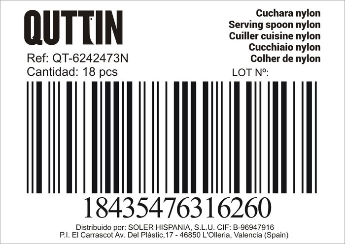 Quttin Cuchara Nylon Pro 33 x 7 cm (18 Unidades)