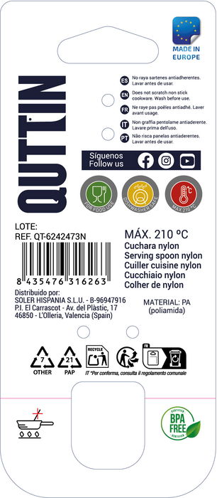 Quttin Cuchara Nylon Pro 33 x 7 cm (18 Unidades) Quttin Cuchara Nylon Pro 33 x 7 cm (18 Unidades)