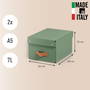 Leitz 61470050 Pack 2 Cajas de Almacenamiento de Cartón Pequeña Formato A5 Color Verde, 7L, Tapa Extraíble y Asa de Transporte