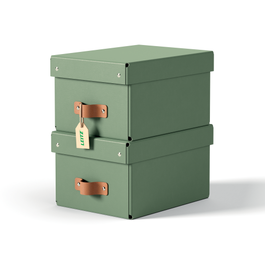 Leitz 61470050 Pack 2 Cajas de Almacenamiento de Cartón Pequeña Formato A5 Color Verde, 7L, Tapa Extraíble y Asa de Transporte