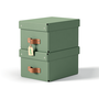 Leitz 61470050 Pack 2 Cajas de Almacenamiento de Cartón Pequeña Formato A5 Color Verde, 7L, Tapa Extraíble y Asa de Transporte