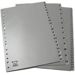 Grafoplás Abecedario Folio 16 Taladros PP Opaco Gris - Set de 16 letras para rotulación (Set de 16)