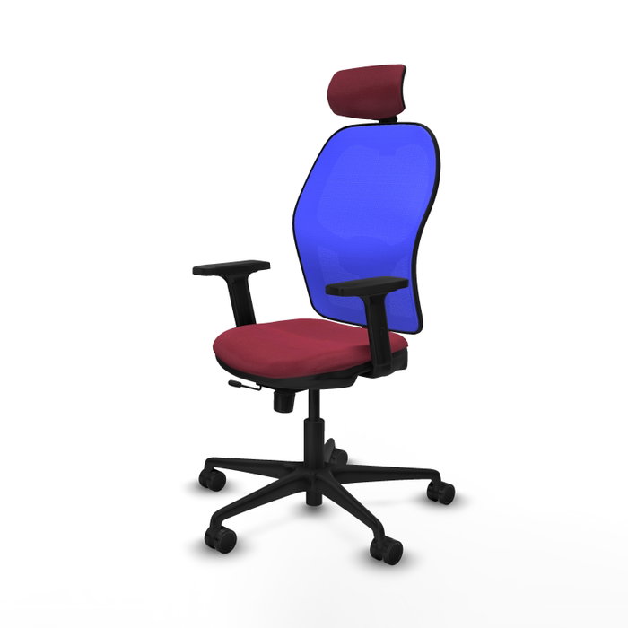 PIQUERAS Y CRESPO Silla de oficina Jorquera con mecanismo Sincro/Traslack, Granate y Azul