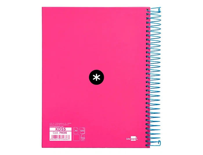 Antartik Cuaderno espiral A5 micro 120 hojas 90 gr liso con bandas color rosa fluor Antartik Cuaderno espiral A5 micro 120 hojas 90 gr liso con bandas color rosa fluor