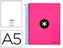 Antartik Cuaderno espiral A5 micro 120 hojas 90 gr liso con bandas color rosa fluor
