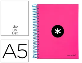 Antartik Cuaderno espiral A5 micro 120 hojas 90 gr liso con bandas color rosa fluor