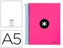 Antartik Cuaderno espiral A5 micro 120 hojas 90 gr liso con bandas color rosa fluor