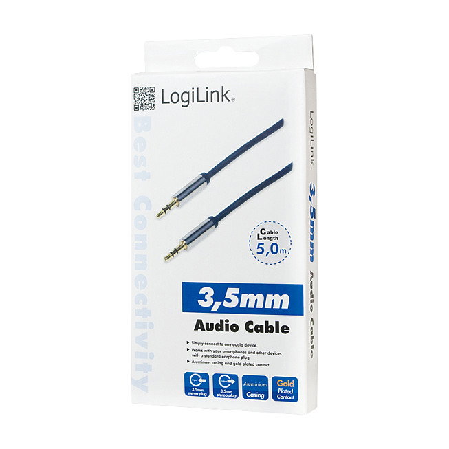 LogiLink Cable de audio de 3,5 mm de 5 metros, azul