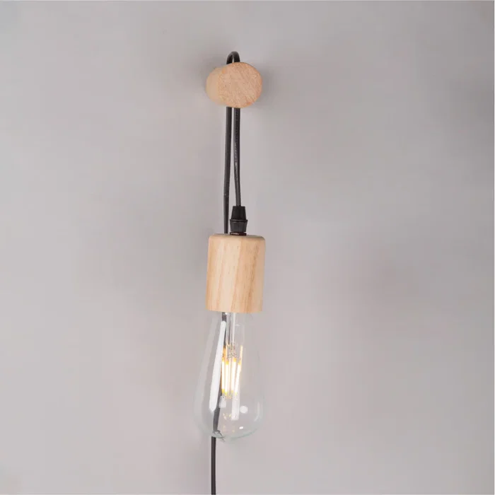 AJMAN Aplique de Pared SKD-W1010 - Aplique de Madera para Dormitorio, Salón o Cafetería, Lámpara de Lectura con Portalámparas E27