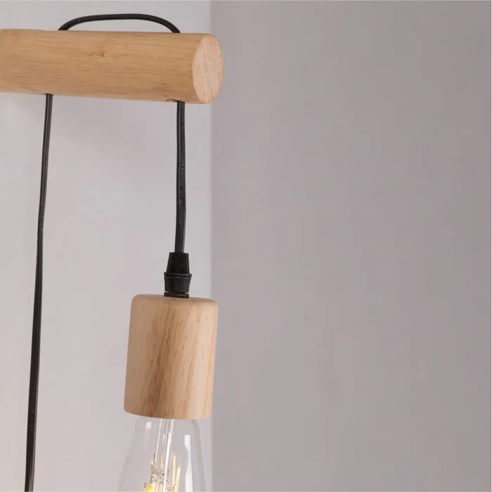 AJMAN Aplique de Pared SKD-W1010 - Aplique de Madera para Dormitorio, Salón o Cafetería, Lámpara de Lectura con Portalámparas E27