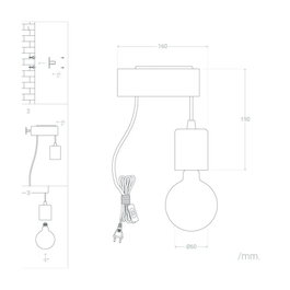 Aplique de Pared de Madera Ajman SKD-W1010, Lámpara LED E27 para Dormitorio y Sala de Estar