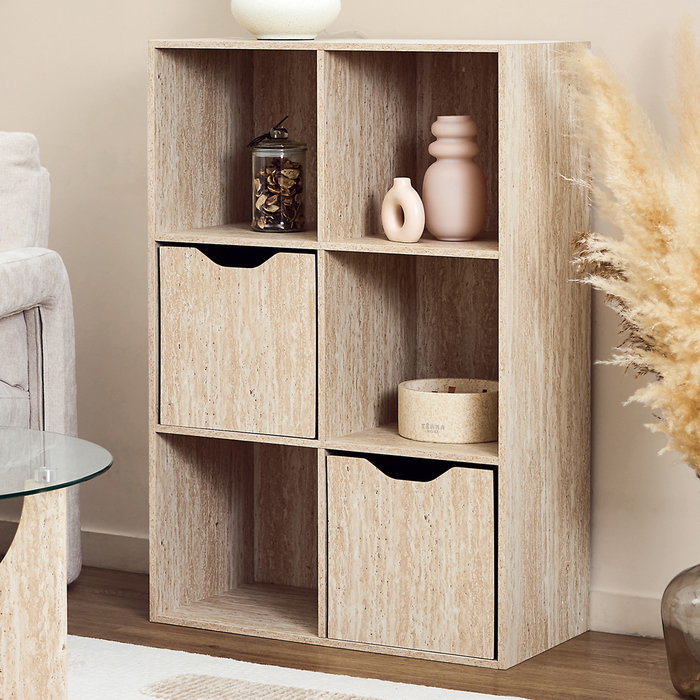 Home Deco Factory Estantería Pietra 6 Compartimentos, Colección Terra Nova, Mueble Estantería Modular