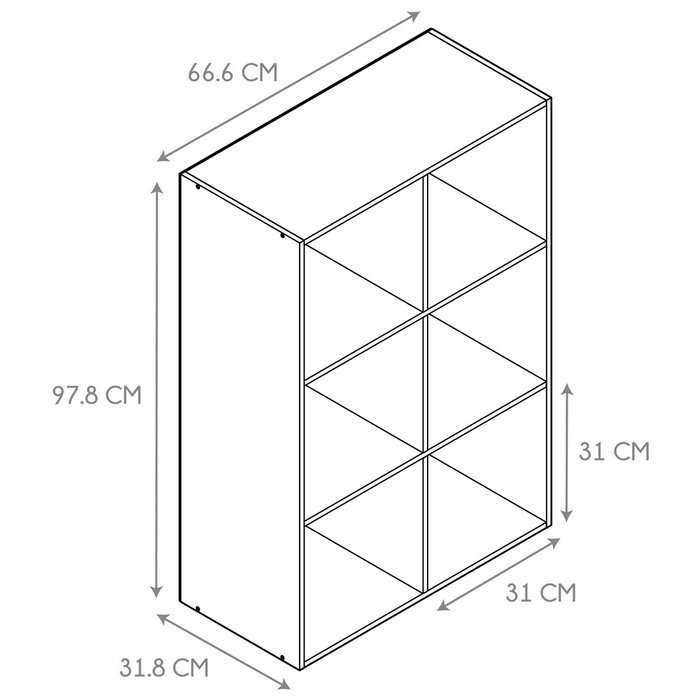 Home Deco Factory Estantería Pietra 6 Compartimentos, Colección Terra Nova, Mueble Estantería Modular