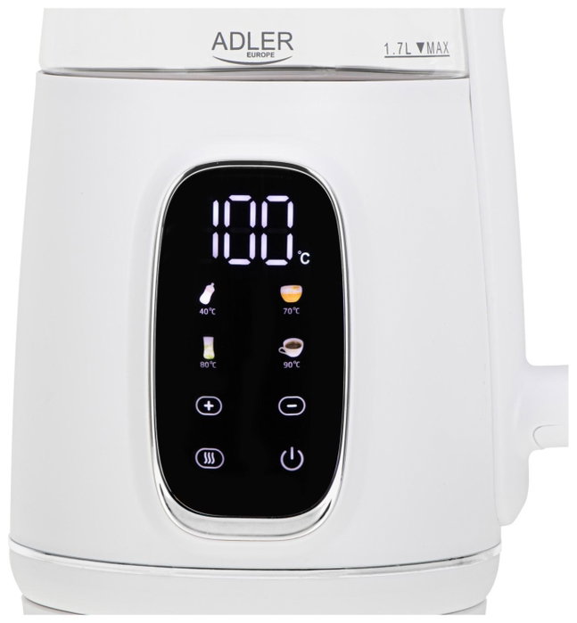 Adler Ad 1305 Hervidor de agua 1,7 l Blanco/plata