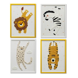 DKD Home Decor Set de 4 Cuadros de Lienzo Poliéster Animal 30x1,8x40 cm