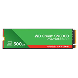 Western Digital Green WD SN3000 NVMe SSD M.2 500GB PCIe 4.0, 2280, 5000 MB/s Lectura, 4100 MB/s Escritura, QLC NAND, para PC, Portátil, Consola