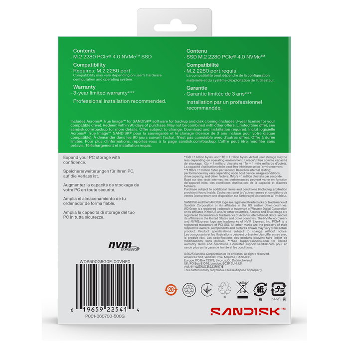 Western Digital Green SN3000 500 GB M.2 2280 SSD