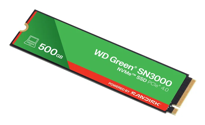 SanDisk WD Green SSD 500GB SN3000 NVMe M.2 2280 PCI Express 4.0 QLC NAND - 5000 MB/s lectura, 4100 MB/s escritura - PC/Portátil/Consola