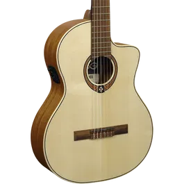 LAG Guitarra Clásica Electroacústica Occitania 88 - 4/4 Cutaway Natural Brillo Abeto Engelmann Macizo Khaya Stage LAG