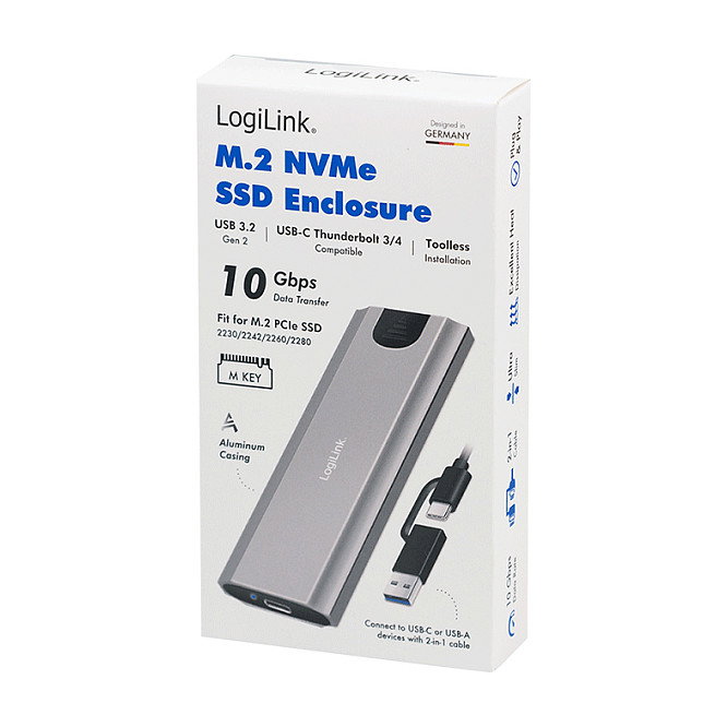 LogiLink Carcasa para SSD USB 3.2 Gen2 USB-C a PCIe NVMe