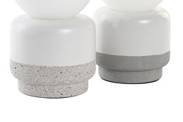 DKD Home Decor Lámpara Sobremesa Urban Bicolor Cerámica y Cristal 10 x 18 x 10 cm (4 Unidades)