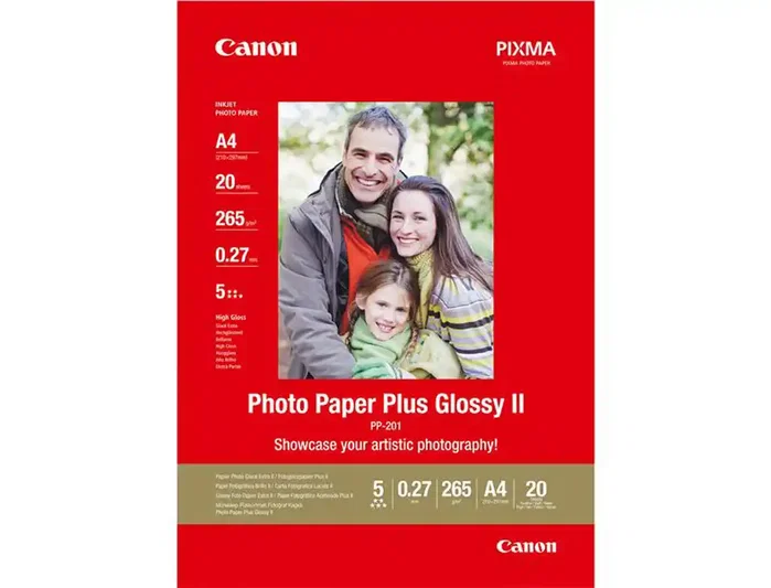 Canon Papel Fotográfico PP-201 Glossy II A4, 20 Hojas