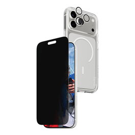 PanzerGlass Care by Protector de Pantalla Privacidad 3 en 1 para iPhone 17 Pro Max, Aplicación en Seco, Vidrio Templado Anti-Rayones y Golpes