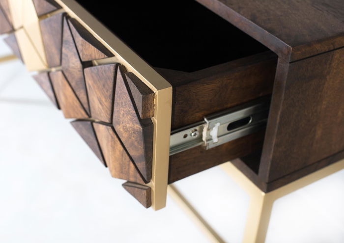 GINER Y COLOMER Consola de Mango Nogal y Oro 2 Cajones