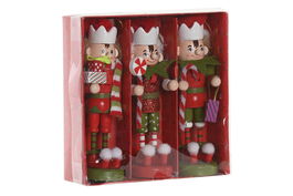 DKD Home Decor Decoracion Colgante Navidad Tradicional Elfo Madera Multicolor 8 x 12.5 x 8 cm Set de 3