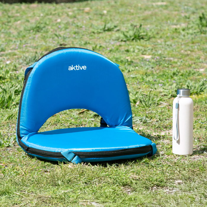 Aktive Asiento plegable azul con respaldo ajustable