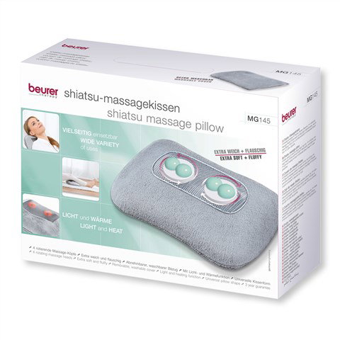 Beurer MG-145 Almohada de Masaje Shiatsu con Función Calor para Cuello, Espalda y Piernas