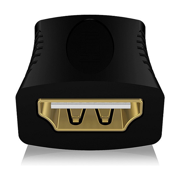 ICY BOX Adaptador HDMI IB-CB005, Hembra a Hembra, Negro, 4K UHD 3840x2160, Contactos Chapados en Oro