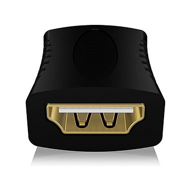 ICY BOX Adaptador HDMI IB-CB005, Hembra a Hembra, Negro, 4K UHD 3840x2160, Contactos Chapados en Oro
