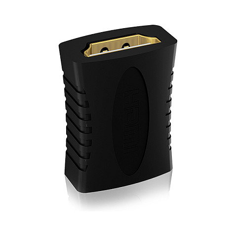 ICY BOX Adaptador HDMI IB-CB005, Hembra a Hembra, Negro, 4K UHD 3840x2160, Contactos Chapados en Oro