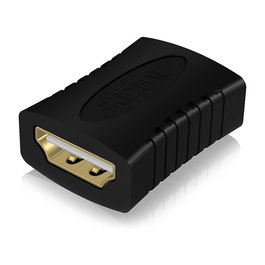 ICY BOX Adaptador HDMI IB-CB005, Hembra a Hembra, Negro, 4K UHD 3840x2160, Contactos Chapados en Oro