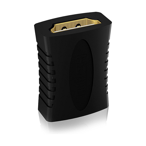 ICY BOX Adaptador HDMI IB-CB005, Hembra a Hembra, Negro, 4K UHD 3840x2160, Contactos Chapados en Oro