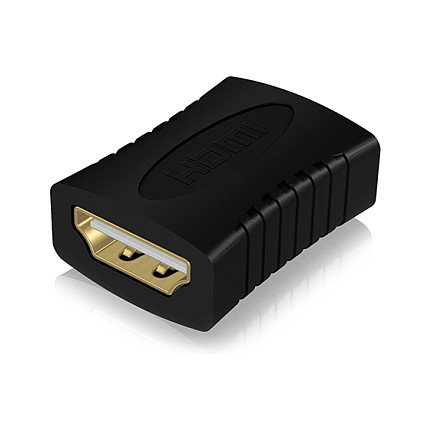 ICY BOX Adaptador HDMI IB-CB005, Hembra a Hembra, Negro, 4K UHD 3840x2160, Contactos Chapados en Oro