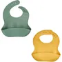 Thermobaby AAAMI10101 Set 2 Baberos Silicona Verde Cactus y Amarillo Miel