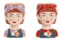 DKD Home Decor Macetero de Cerámica Chica Lazo Multicolor Pack de 2