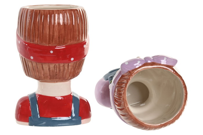 DKD Home Decor Macetero de Cerámica Chica Lazo Multicolor Pack de 2