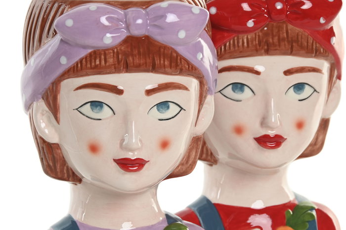 DKD Home Decor Macetero de Cerámica Chica Lazo Multicolor Pack de 2