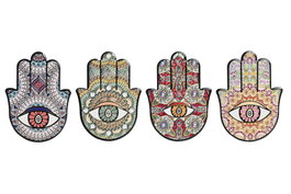 DKD Home Decor Posavasos Mano Hamsa Surtido de 4 Unidades